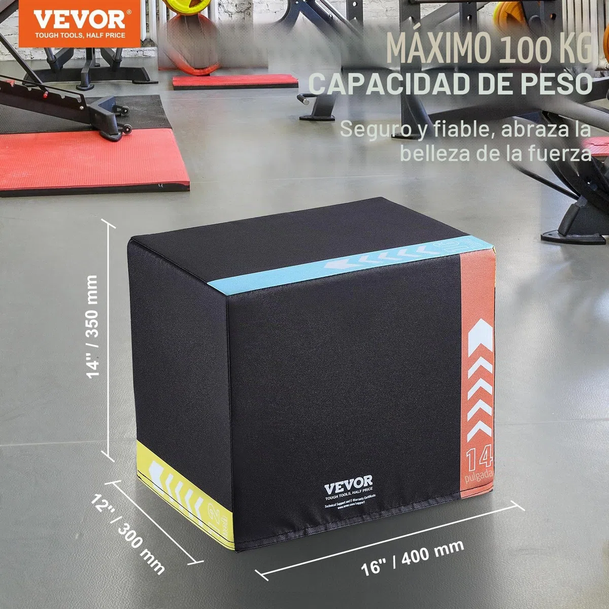 VEVOR Caja de Salto Pliométrica 3 en 1 Caja de Salto Tejido de Malla de PVC y Algodón Caja de Ejercicios de Fitness Antideslizante Capacidad de Peso 100kg para Entrenamiento en Gimnasio, Casa, Negro