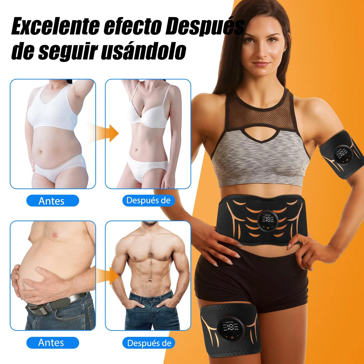 CinturóN Tonificador Muscular - Fuerte Ab Electroestimulador Muscular Con 6 Modos Y 18 Niveles De Intensidad Para Hombres Y Mujeres CinturóN Estimulador Muscular Abdominal Para Casa Oficina Y Gimnasio