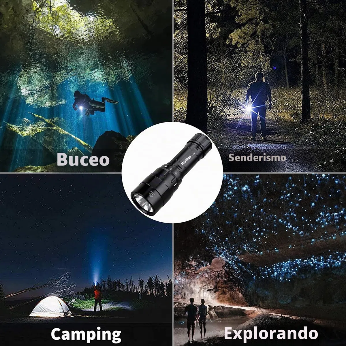 Linterna de buceo Wurkkos DL10R, 4500 lúmenes, recargable por USB C incorporado, LED XHP70.2, luz subacuática recargable IPX8 con fuente de alimentación de 5000 mAh