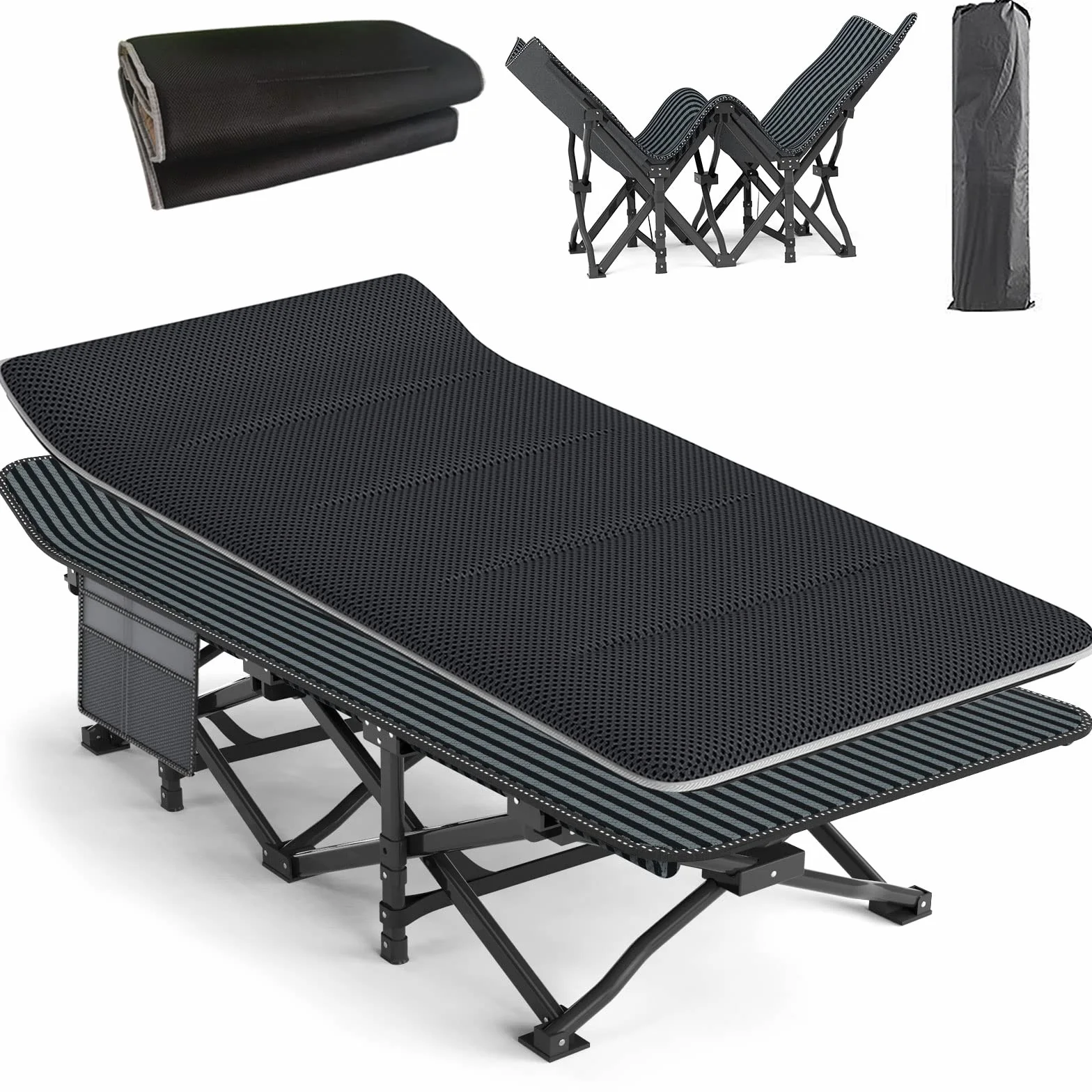 ATORPOK SHOP Cama de camping plegable, plegable hasta 200 kg para, resistente, portátil, bolsa de viaje, cómoda