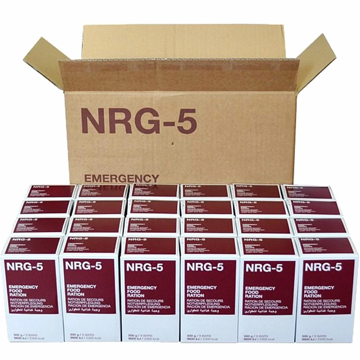 NRG-5 - Raciones de emergencia (1 paquete de 24 raciones de 500 g, 9 barritas)