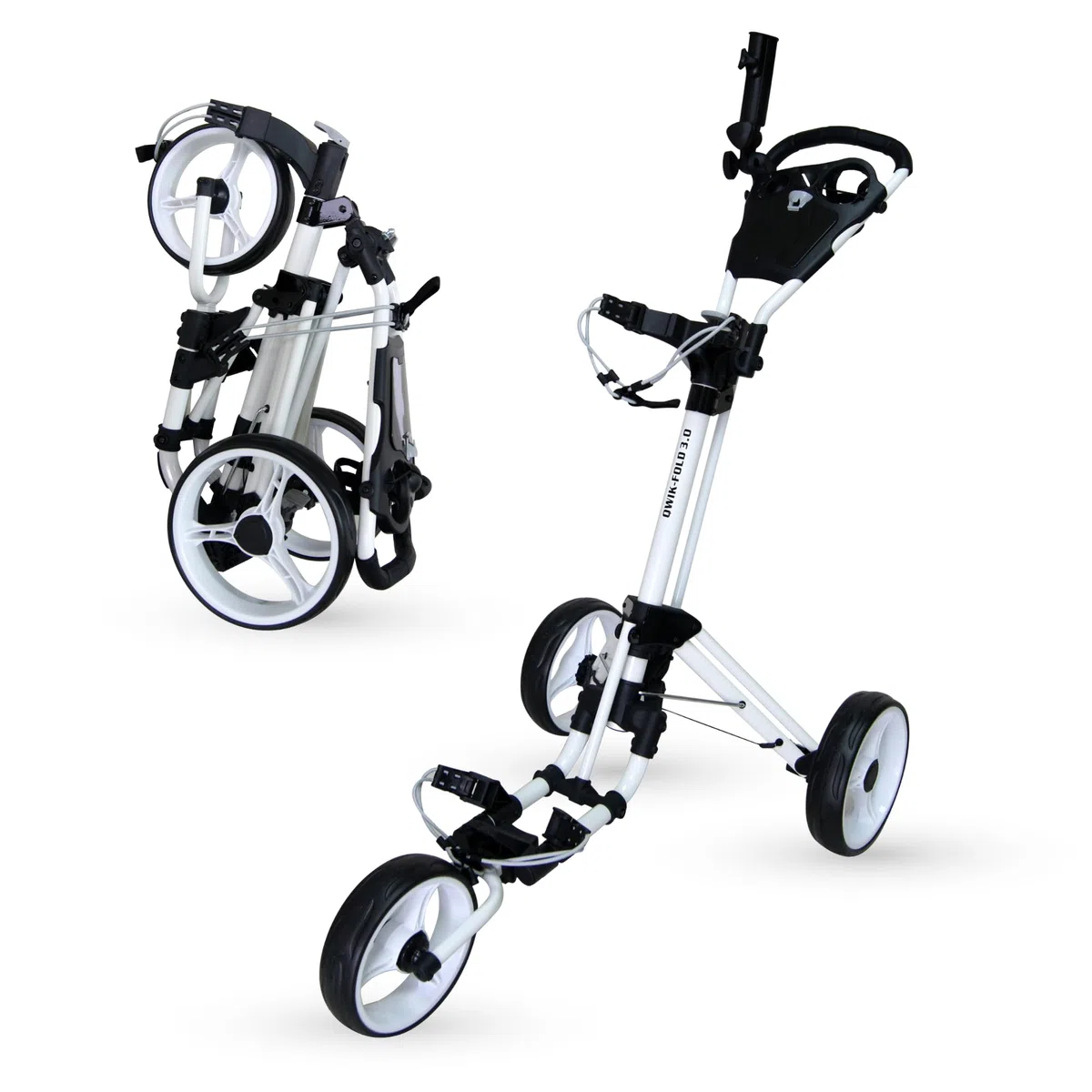 Qwik-Fold Carrito de Golf de 3 Ruedas, Freno de pie, un Segundo para Abrir y Cerrar