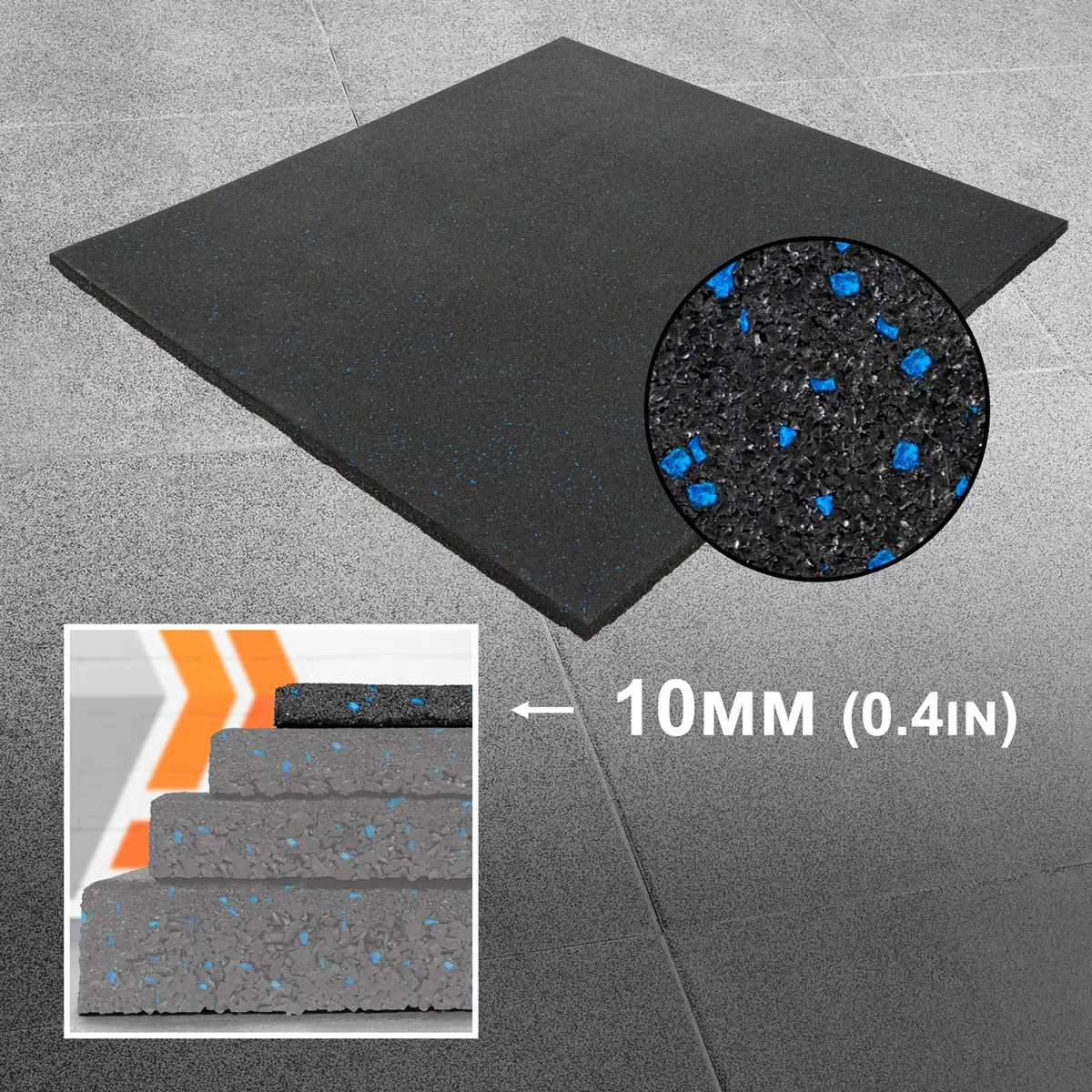 METIS Azulejos antideslizantes para suelo de gimnasio | 1 m x 1 m tapetes de goma reciclada para una protección superior del gimnasio - Disponible en azul, negro o gris [tapetes individuales y