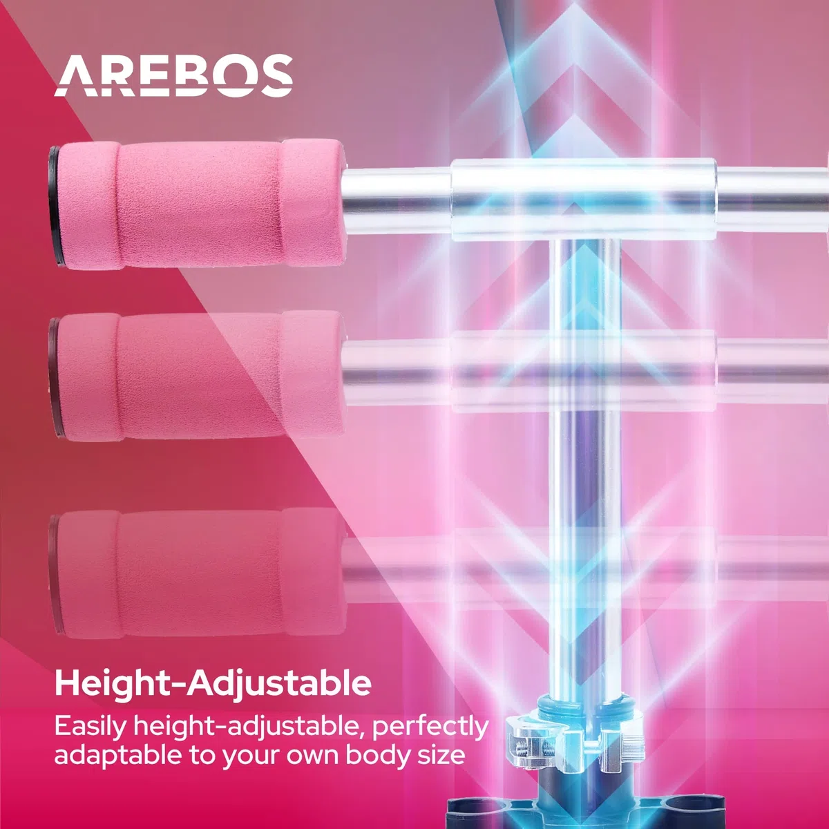 Arebos Patinete | ruedas XXL | correa de transporte | superficie antideslizante | altura ajustable | freno de pedal | máx. 100 kg
