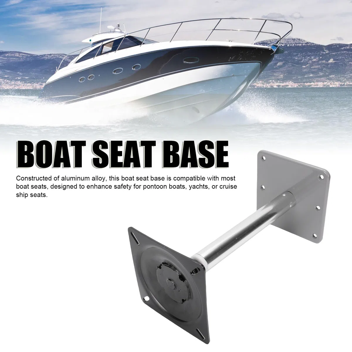 Keenso Soporte para Asiento de Barco, Kit de Montaje de Base de Pedestal para Asiento de Barco, Placa Base Marina con Conector de Poste de Pasador de 3/4 de Pulgada, Aleación de