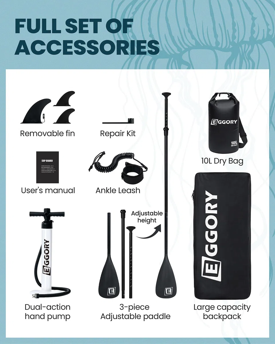 Tabla de Remo Inflable, Tabla de Surf de Remo Extra Ancha, Tabla de Surf con Aleta extraíble, Remo Flotante, Bomba de Mano, Bolsa Impermeable, Tabla de Viaje