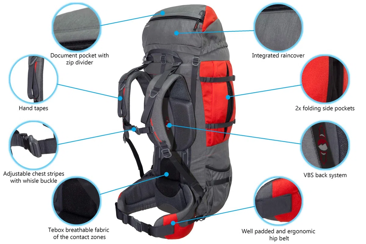 Tashev Trekking Rucksack 100L + 20L TASCHEV Mount 120 Liter - Rucksack mit wasserdichter Abdeckung