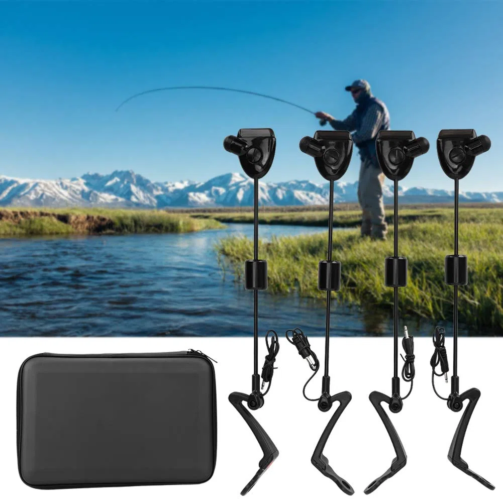 Alarma De Picadura De Pesca, 4 Piezas De Plástico, Perchas De Alarma De Picadura De Pesca, Alerta De Luz Y Sonido, Indicador De Cadena Oscilante, Accesorio para Equipo De Peces para Atraer Peces