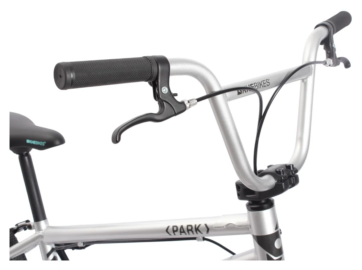KHE Park Bicicleta BMX de 20 pulgadas – 11,1 kg ligera – Freestyle Bike para principiantes y avanzados – Frenos V – Tubo superior de 19,5 pulgadas – Plata turquesa – Modelo 2025