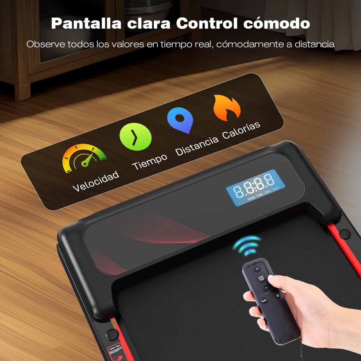 Cinta de Correr, Cinta de Correr con Barandilla Desmontable, Walking Pad 3 Niveles Inclinación, Soporte Tableta, Motor Silencioso