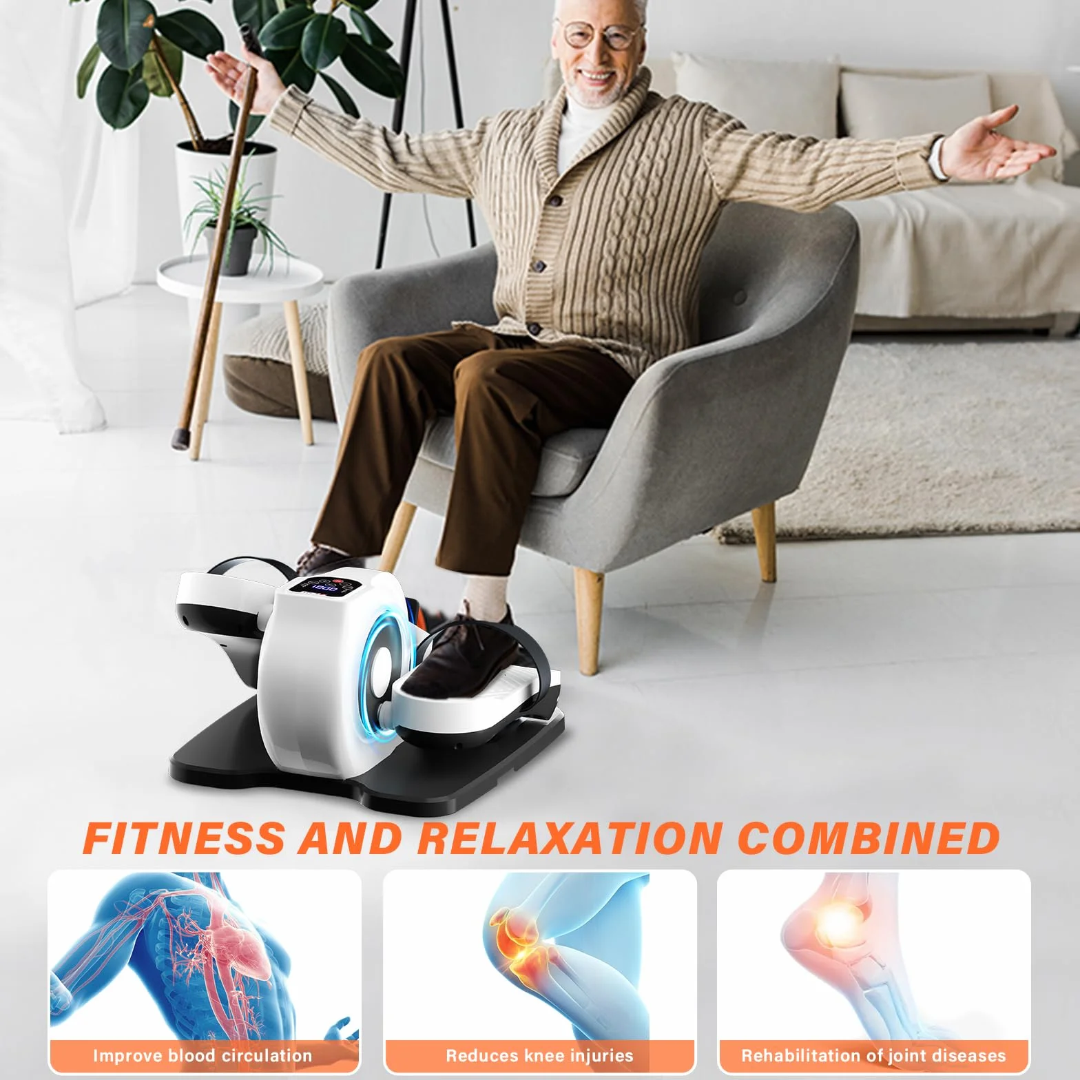 TODO Mini Eliptica Electrica, Pedaleador Electrico, Pedales Estaticos Personas Mayores Maquina Andar Sentado Bicicleta Eliptica Fitness para Casa para Ancianos