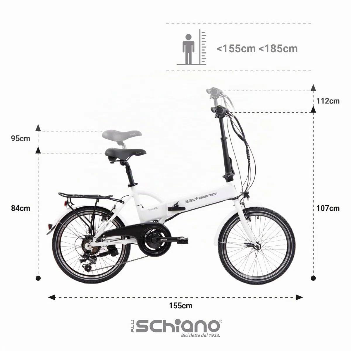 F.lli Schiano E-Sky, Bicicleta Electrica Plegable, 20", Batería 36V 7.8Ah Extraíble, Motor 250W 40Nm, Bici Electrica Urbana, Unisex Adulto
