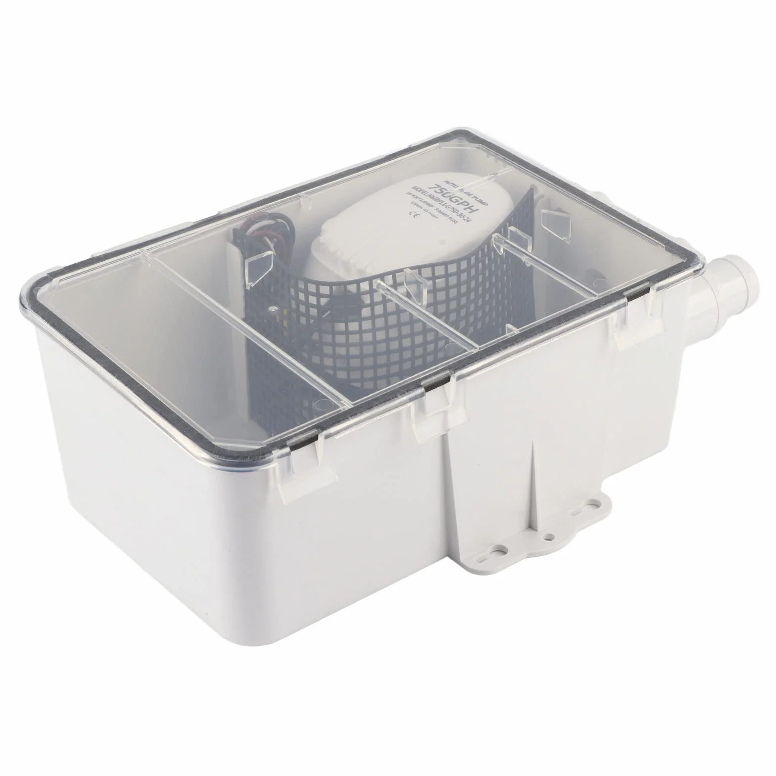 Bomba de Sumidero de Ducha de 750 GPH, Caja de Drenaje de Sentina, Caja de Sumidero Marino, de Drenaje de Agua con Interruptor de Flotador Automático Incorporado, Múltiples (24V)