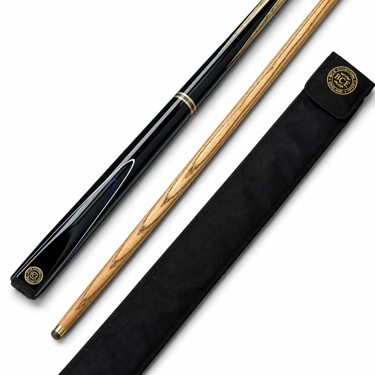 BCE RSC.1a - Taco de Billar de 2 Piezas, 145 cm con Punta de 9 5 mm, Unisex, Color Negro y Eje de Madera Natural
