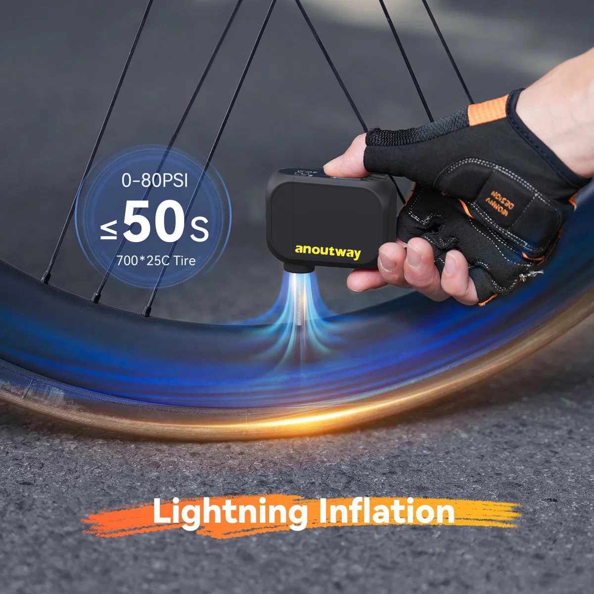 Mini Bomba de Aire Eléctrica para Bicicleta con Manómetro Digital - Apagado Automático para Bicicleta de Montaña y Ciudad AT1 Pro
