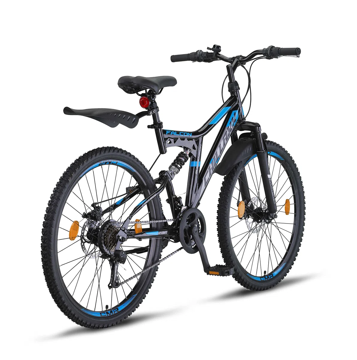 Chillaxx Bicicleta de montaña Falcon Premium de 24,26,27,5 y 29 pulgadas, bicicleta para niños, niñas, mujeres y hombres, freno de disco, cambio de 21 marchas, suspensión completa