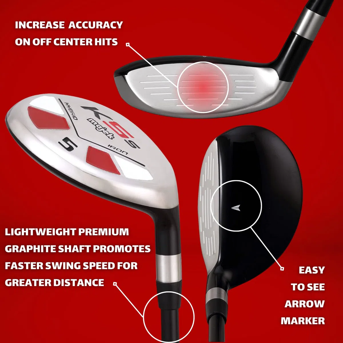 Juego híbrido de palos de golf para mujeres mayores de 55 años para diestros Majek Lady, juego completo de rescate híbrido que incluye: #5, 6, 7, 8, 9, PW