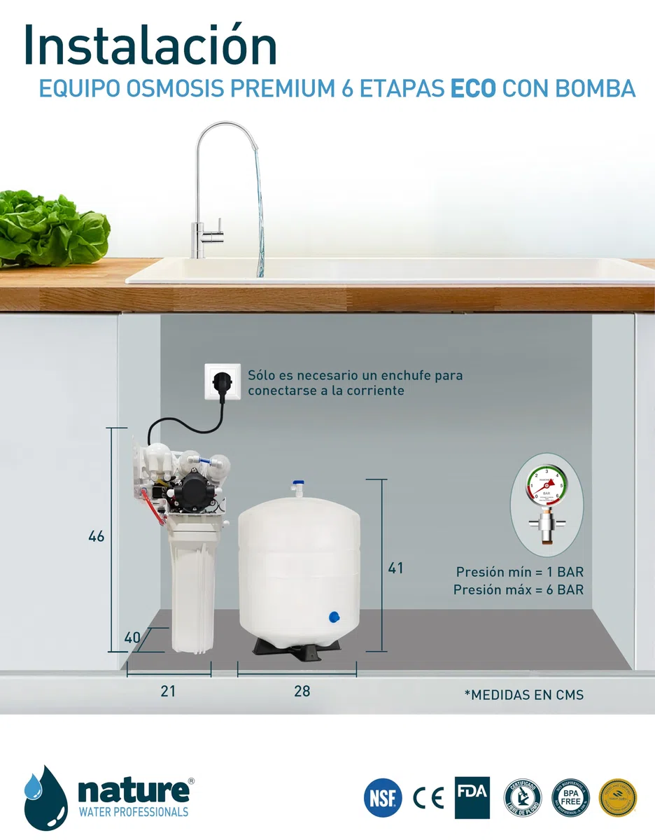 EQUIPO OSMOSIS INVERSA 6 ETAPAS PREMIUM ECO CON BOMBA-NATURE WATER PROFESSIONALS