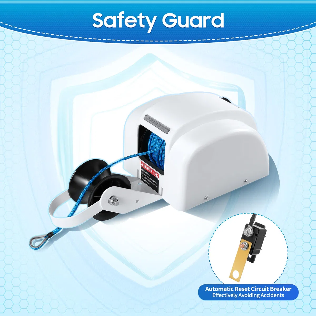 Cabrestante eléctrico de Anclaje para Barcos, cabrestante eléctrico para Barcos, cabrestante de Barco con Control Remoto inalámbrico, Agua Salada Marina 45 LBS Agua Dulce con Agua Salada