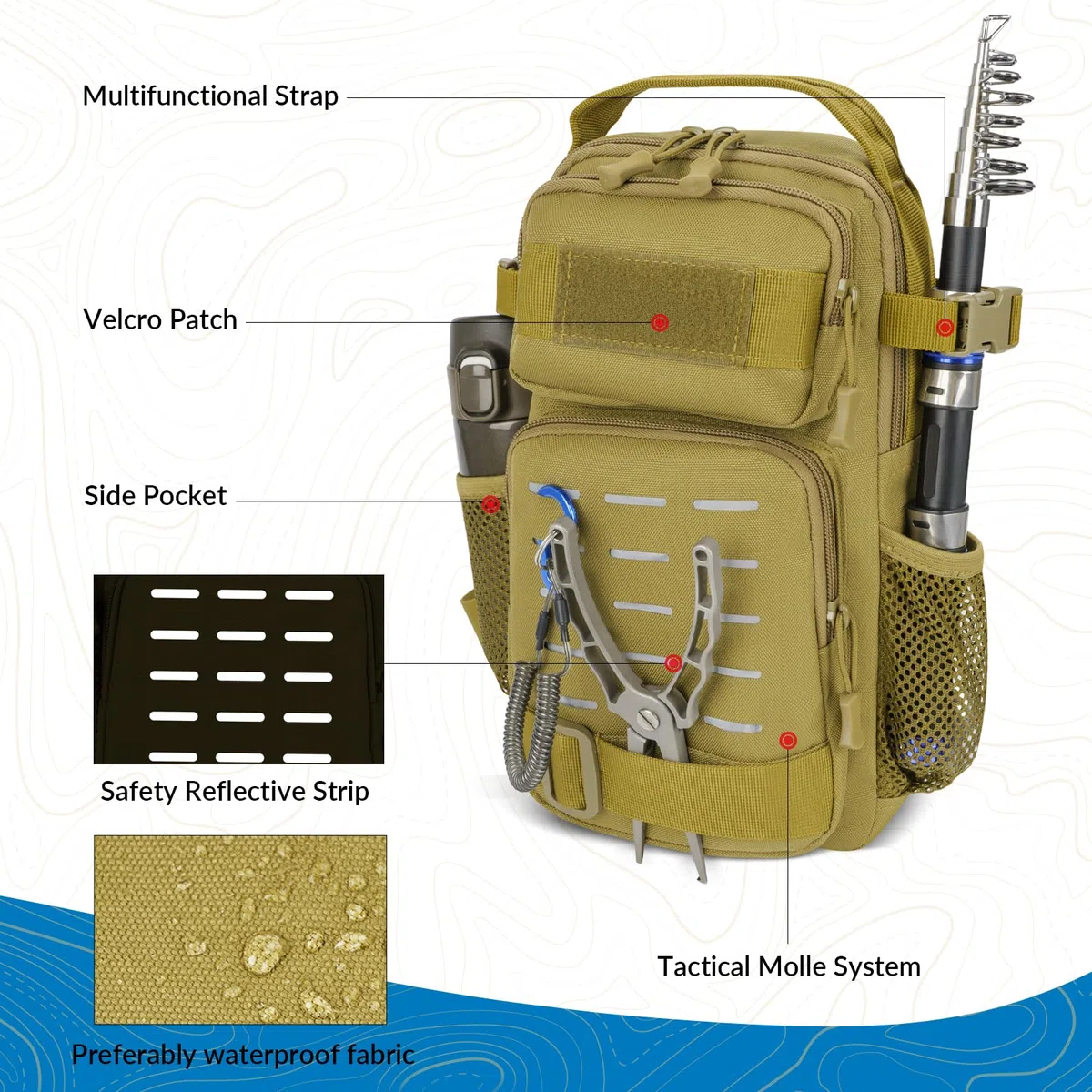 THKFISH Juego de 79 bolsas de pesca, mochila impermeable con cajas, bolsa de pesca, incluye alicates, cebos, removedor de anzuelos y agarre de labios