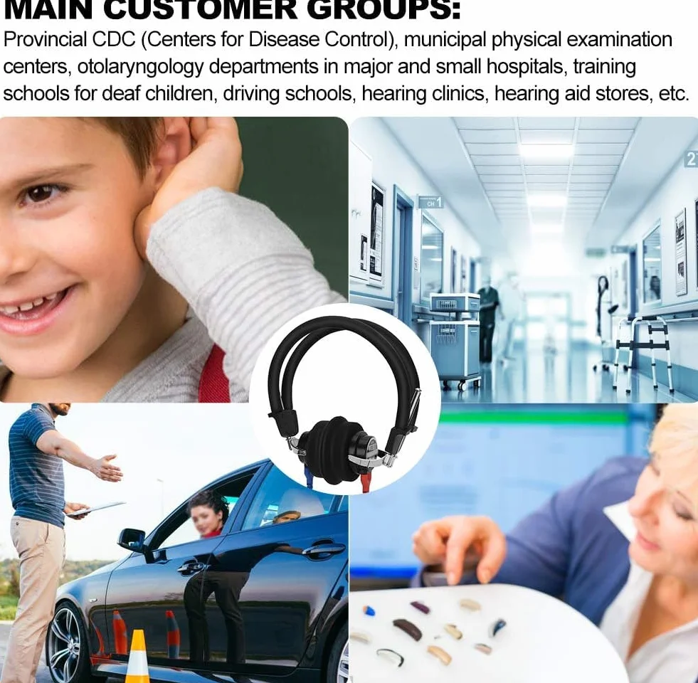 Auriculares con Audiómetro, Probador De Audición Digital, Auriculares con Audiómetro De Alta Sensibilidad para Audiólogos, Prueba De Audición por Conducción De Aire (HB7)