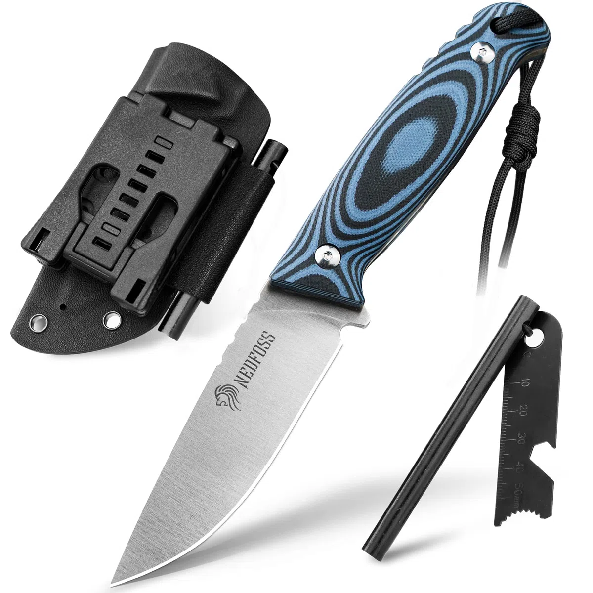 NedFoss cuchillo supervivencia, cuchillo bushcraft,cuchillo de caza,cuchillo camping,Hoja fija afilada para exteriores, full tang, acampada supervivencia