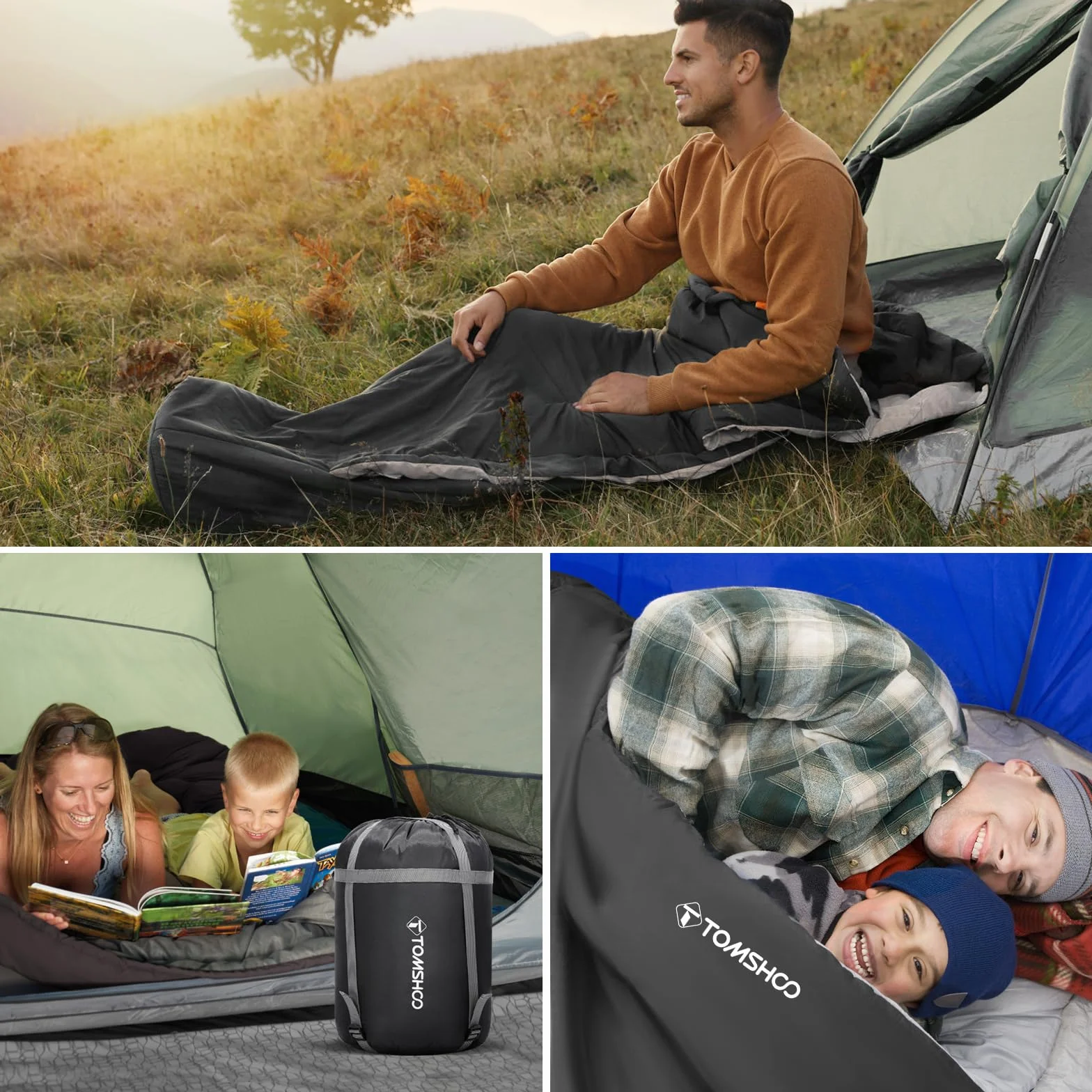 TOMSHOO Saco de Dormir Doble, 230 x 160 cm Saco de Dormir Campismo 2 Personas Extragrande con 2 Almohadas, 3-4 Estaciones Saco de Dormir Adult Doble para Acampar Senderismo Viajes Exterior Hogar