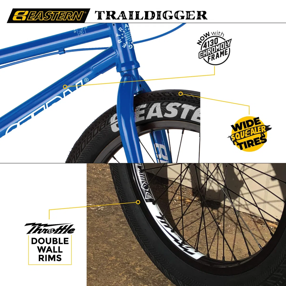 Eastern Bikes Eastern BMX Bikes - Bicicleta Traildigger modelo de 20 pulgadas. Bicicleta ligera de estilo libre diseñada por ciclistas profesionales de BMX en