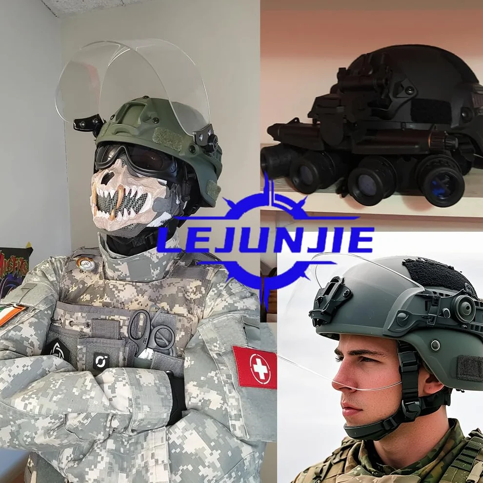 Casco táctico Mich 2000 Fast con Visera Transparente Riot Visor Gafas Protectoras deslizantes para Airsoft Paintball CS War Games Deportes al Aire Libre