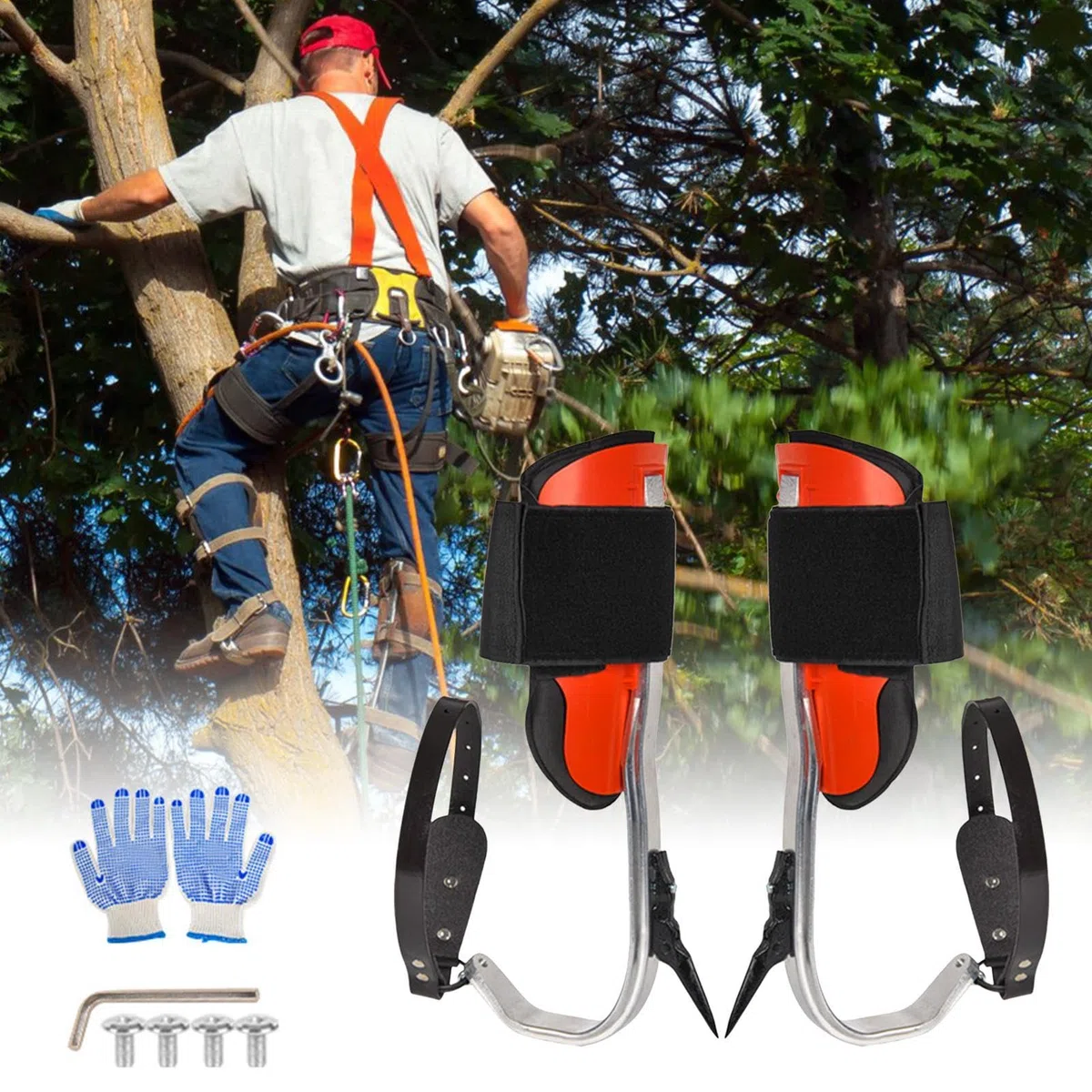 Equipo para trepar árboles,Picos para trepar árboles | Garfios portátiles para árboles trepadores | Zapatos para trepar a árboles de Alta Resistencia, Kit de Escalada con arnés para árboles