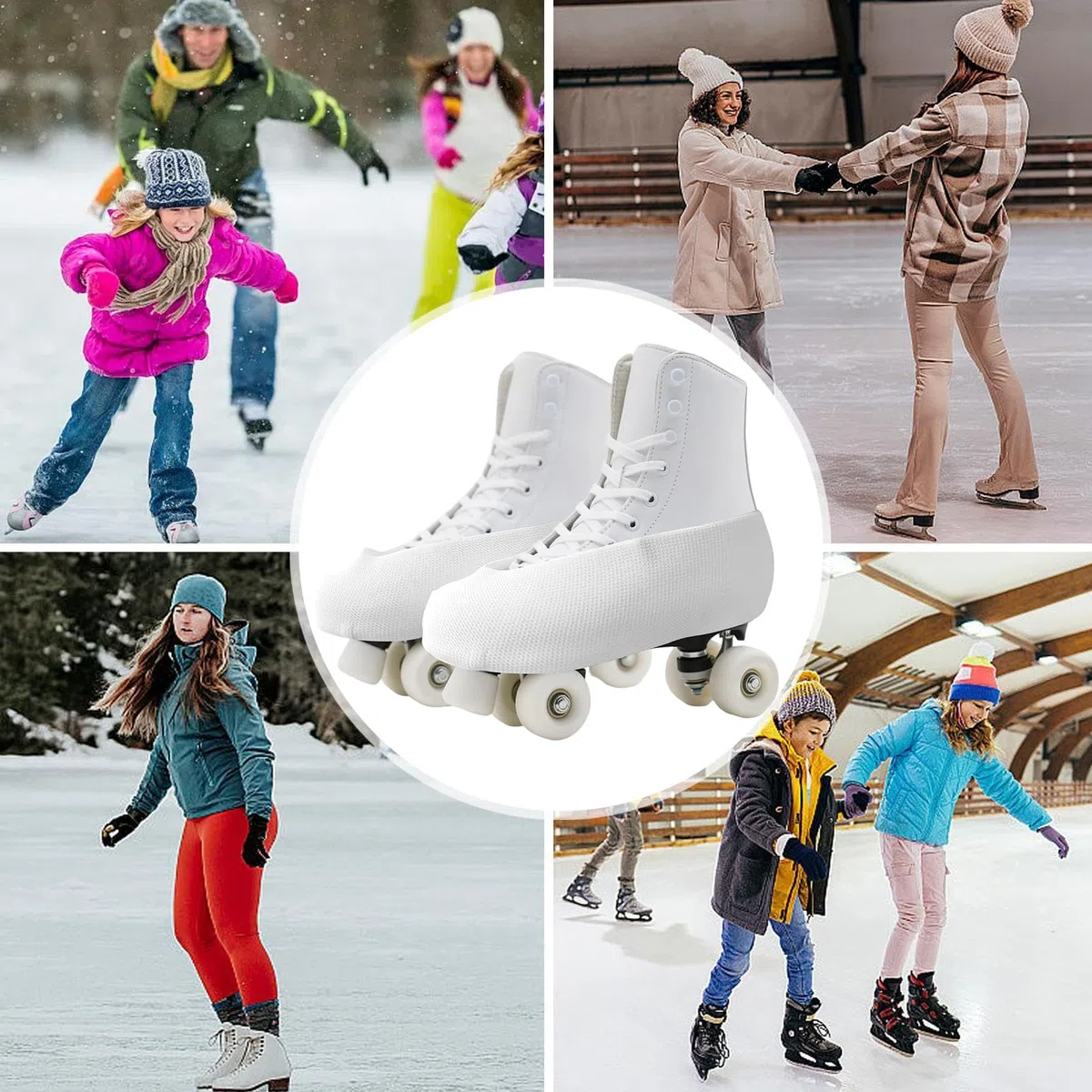 Fundas para patines de hielo, protector de rodillo elástico, fundas para botas de patinaje, para niños, niñas, adolescentes, adultos, patinaje artístico
