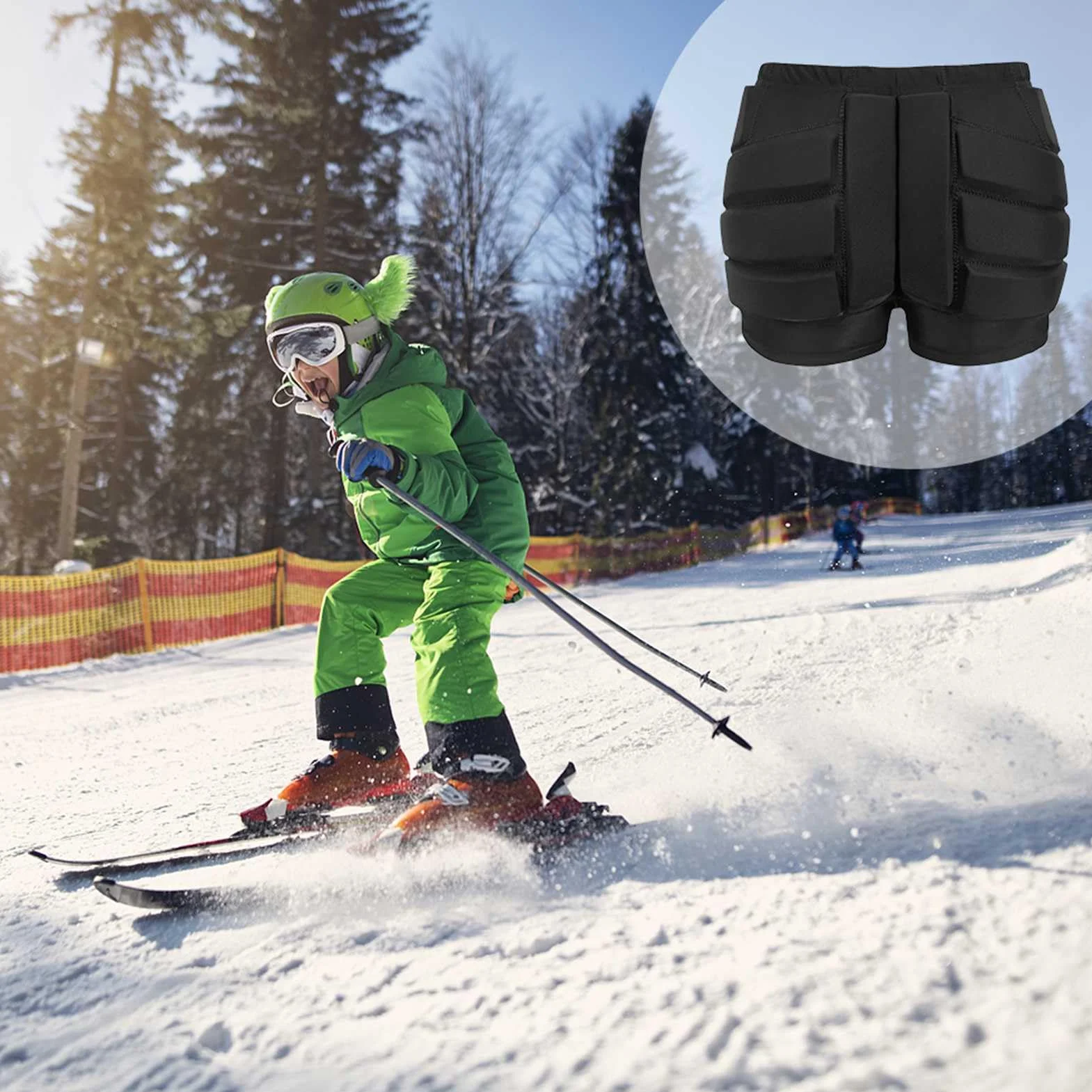 Pantalones Cortos Acolchados, Pantalones Cortos Protectores para Cadera, Glúteos y Coxis, Almohadillas para Snowboard, Patinaje y Esquí, Desmontables, Transpirables, Livianos