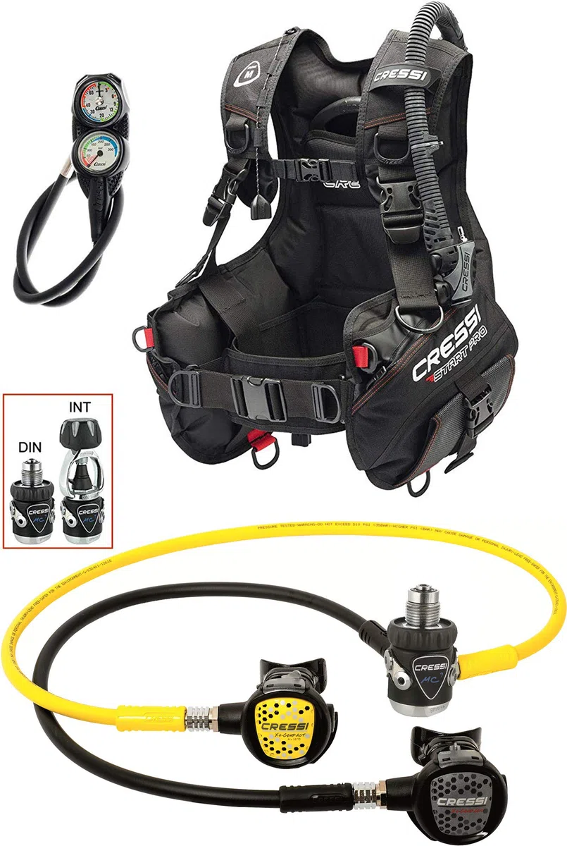 Cressi Crg1B - Juego de Buceo Unisex para Adultos, Paquete de Buceo DIN