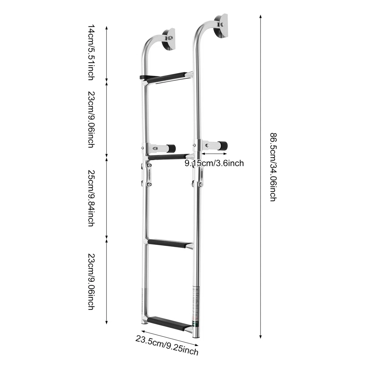 Escalera telescópica plegable de 4 peldaños, acero inoxidable para barco, yate, peldaños antideslizantes y carga máxima de 136 kg, para pontón, barco, yate, piscina cubierta
