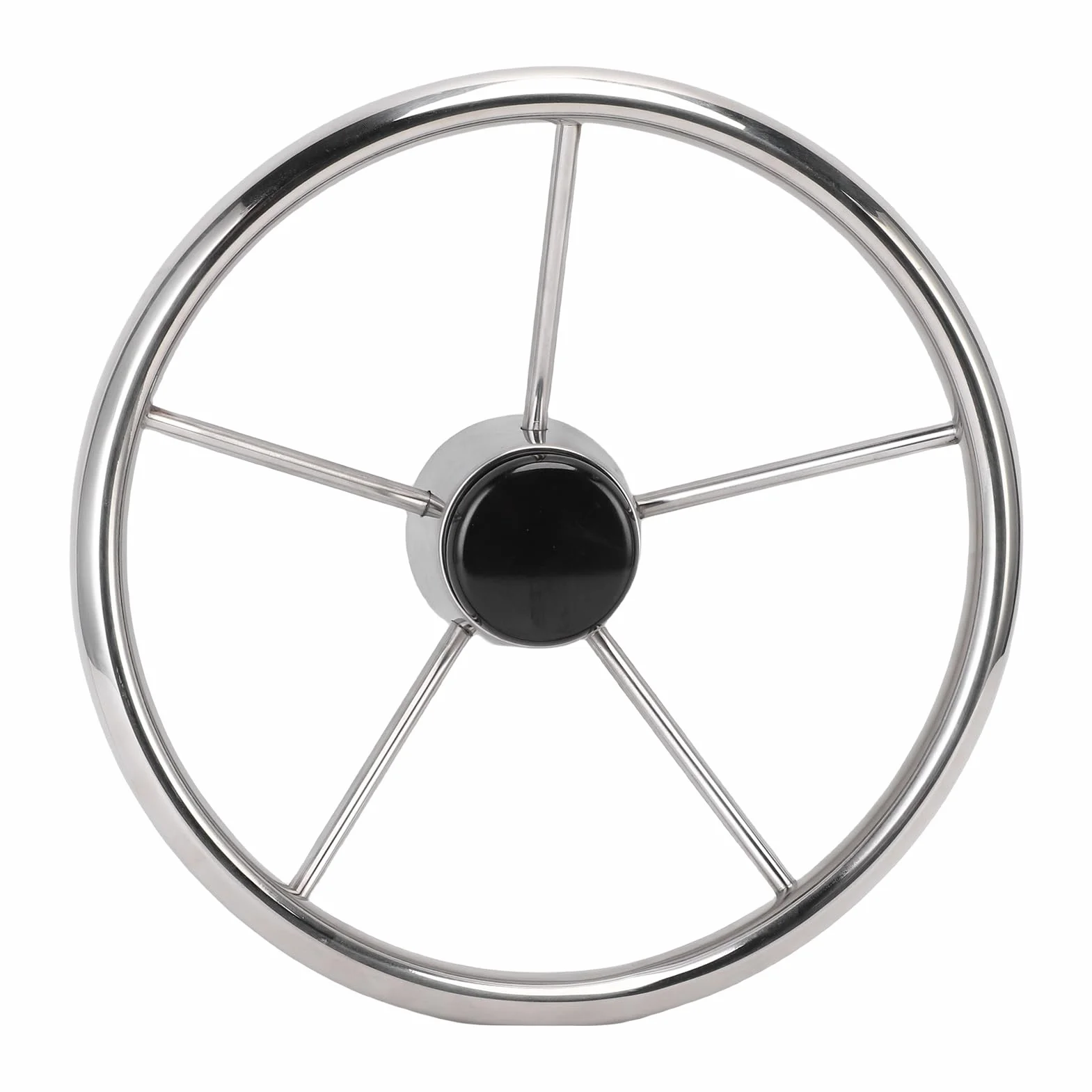 KIMISS Volante de Barco de Acero Inoxidable de 5 Radios, Estilo de 13-1/2 Pulgadas para Yates y Lanchas Rápidas, Volante Marino Clásico con Agarre Cómodo