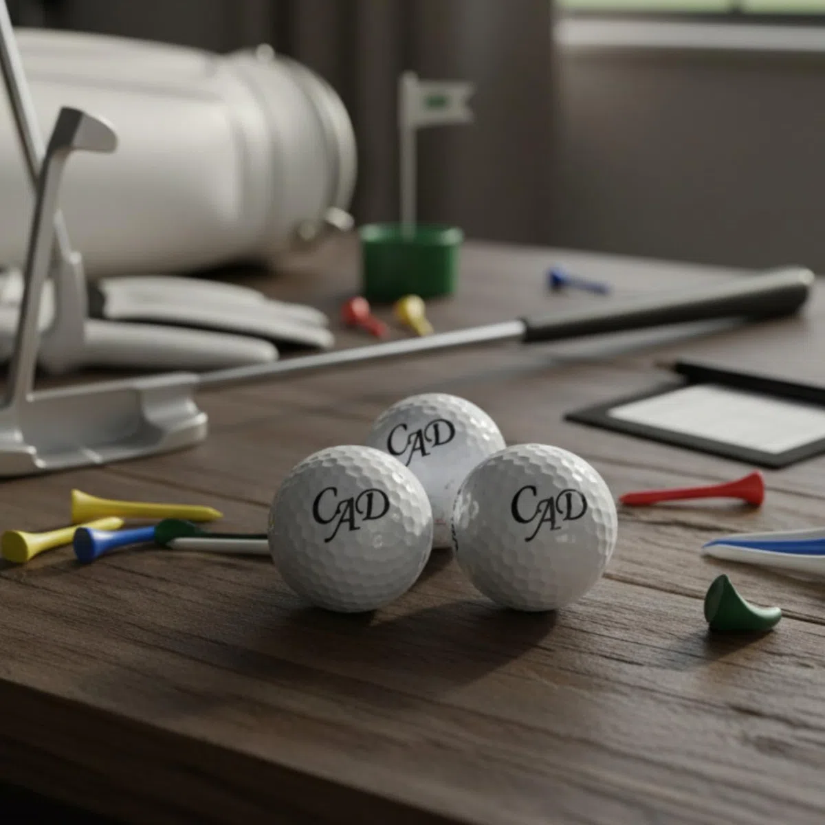 Juego de pelotas de golf con iniciales personalizadas, 3 pelotas de golf Wilson y 3 tees en caja de regalo, color blanco