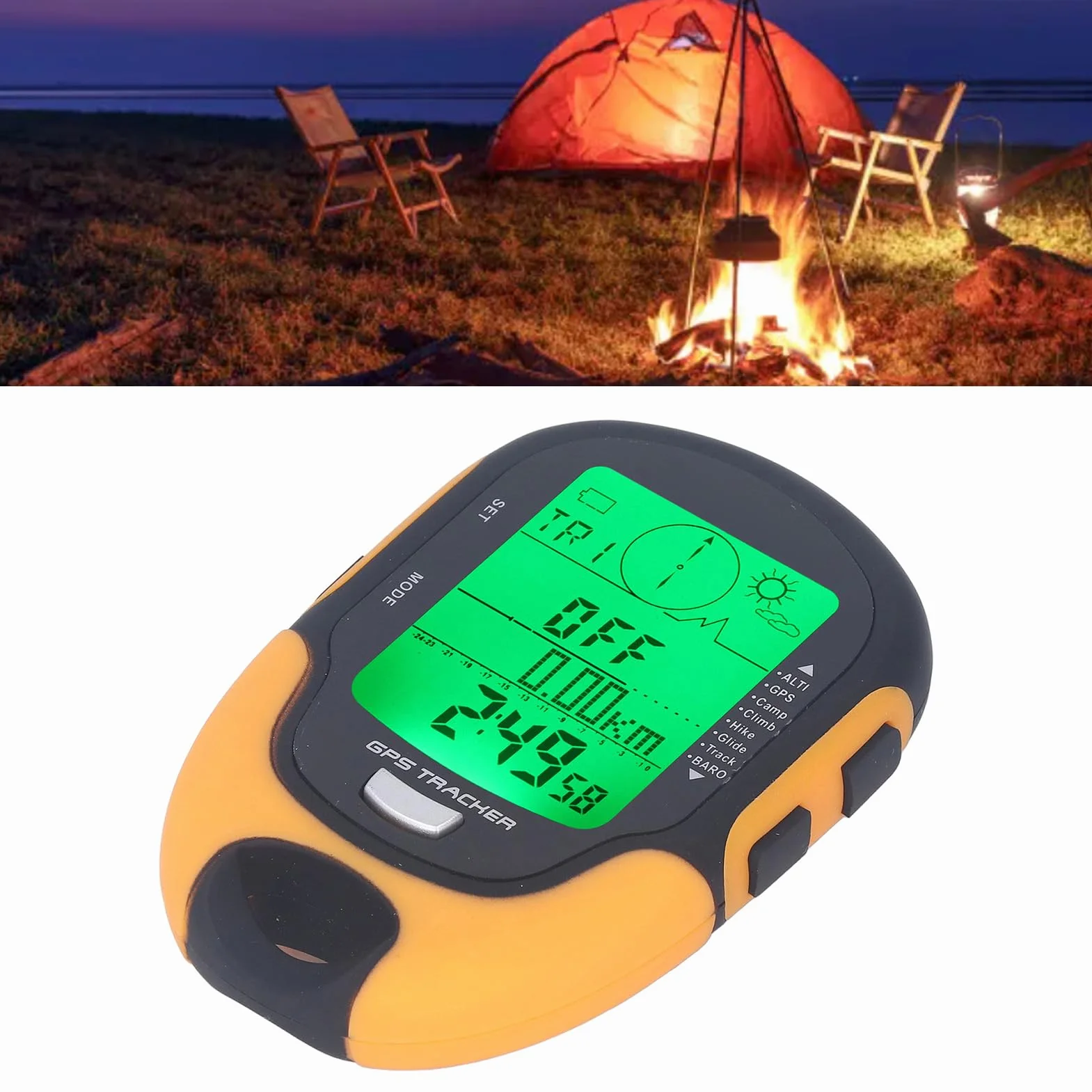 Fockety GPS Barómetro, IPX4 Impermeable Multifuncional Altímetro Brújula Previsión del Tiempo Termómetro, Probador de presión barométrica con Linterna LED, grabación