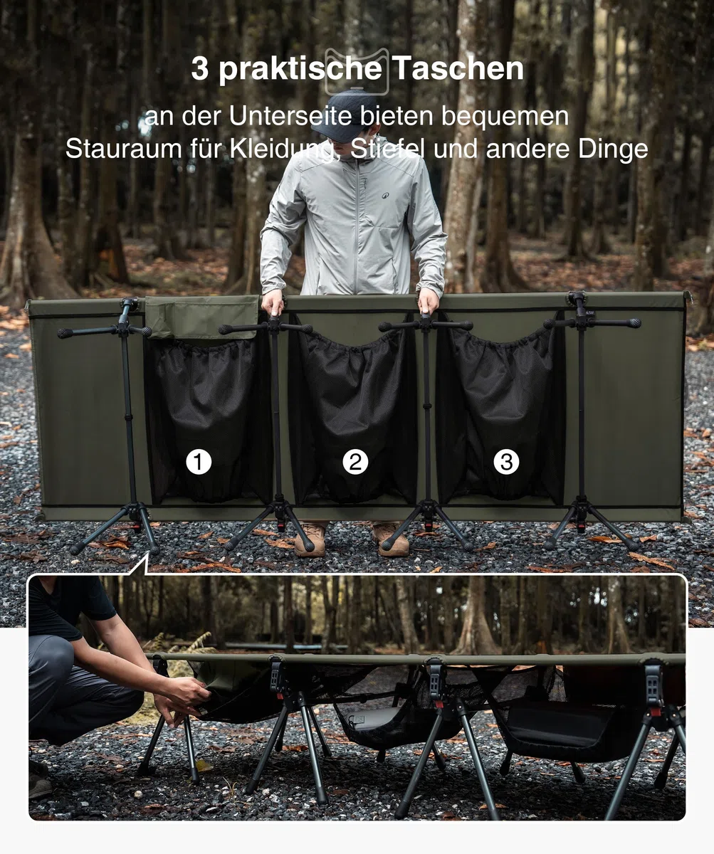 OneTigris SUPRATIROS Cama plegable XXL, portátil, plegable, ligera, para camping, hasta 180 kg, para tienda de campaña, exterior, viajes, jardín, oficina (220 x 80 cm)