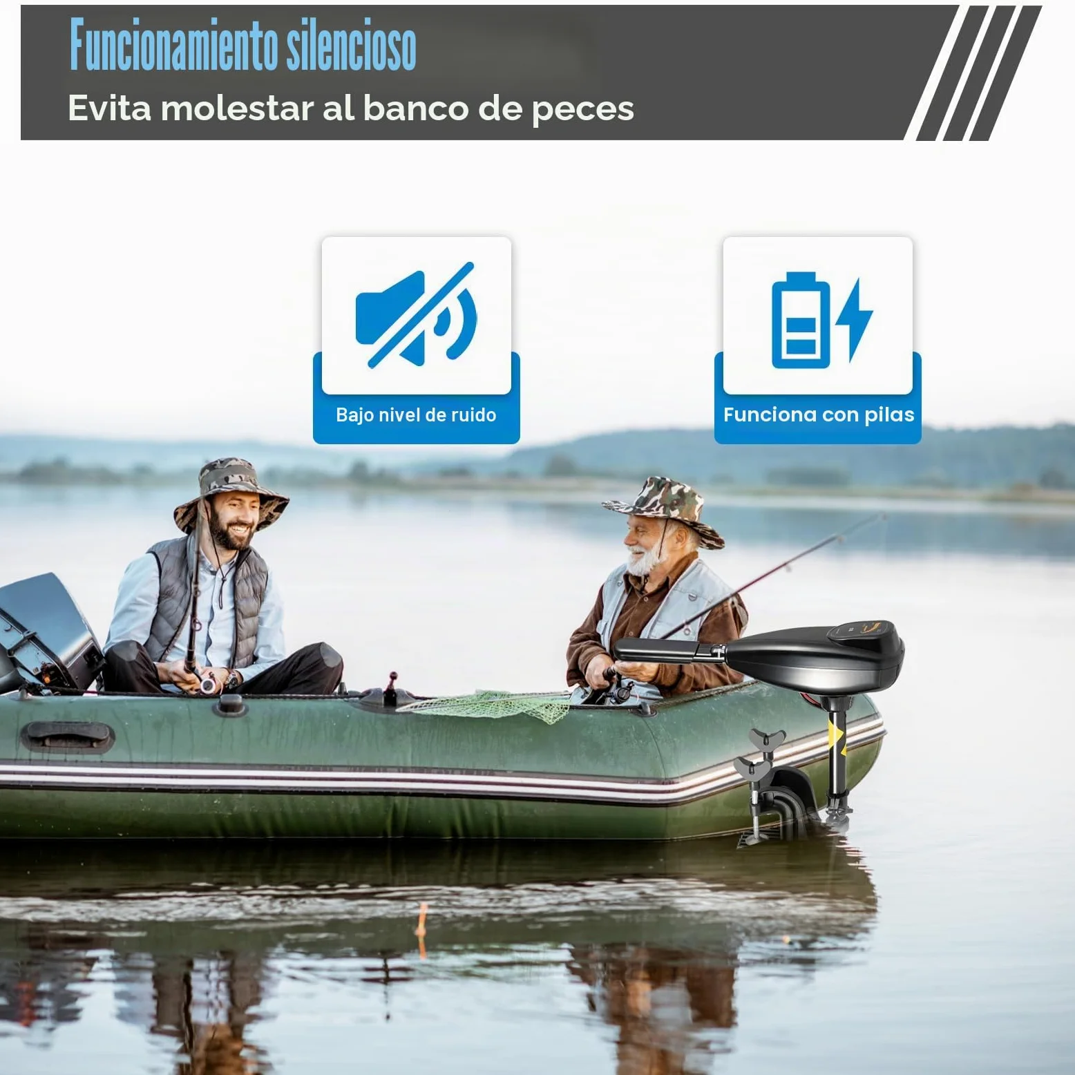 Motor Fueraborda Eléctrico 12V 800W, Motor de Arrastre para Barco 85lb, 5 Marchas Adelante y 3 Atrás, Indicador de Batería, Angulo Ajustable, Hélice de 3 Palas, para Kayak, Bote Inflable y Pesca