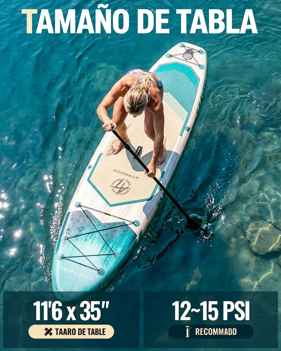 Tabla Paddle Surf Hinchable Inflable Extra Grande para Adultos, con Capacidad para 204,1 kg. con Kit de Accesorios Mochila. Kayak Inflable, Antideslizante, Ideal para Yoga,
