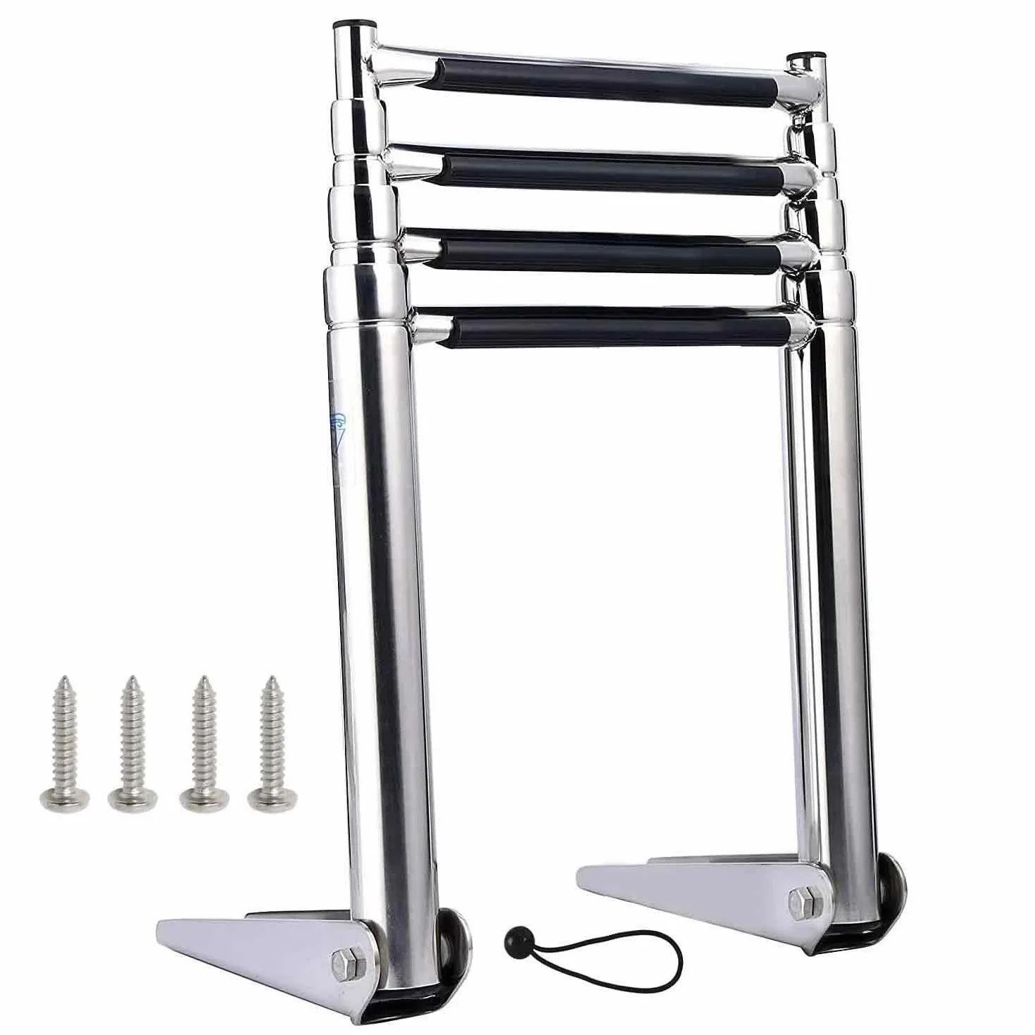 FreeTec 4 Steps Telescoping Ladder, Escalera de Barco Marina de Natación Telescópica Inoxidable con Manija Incorporada