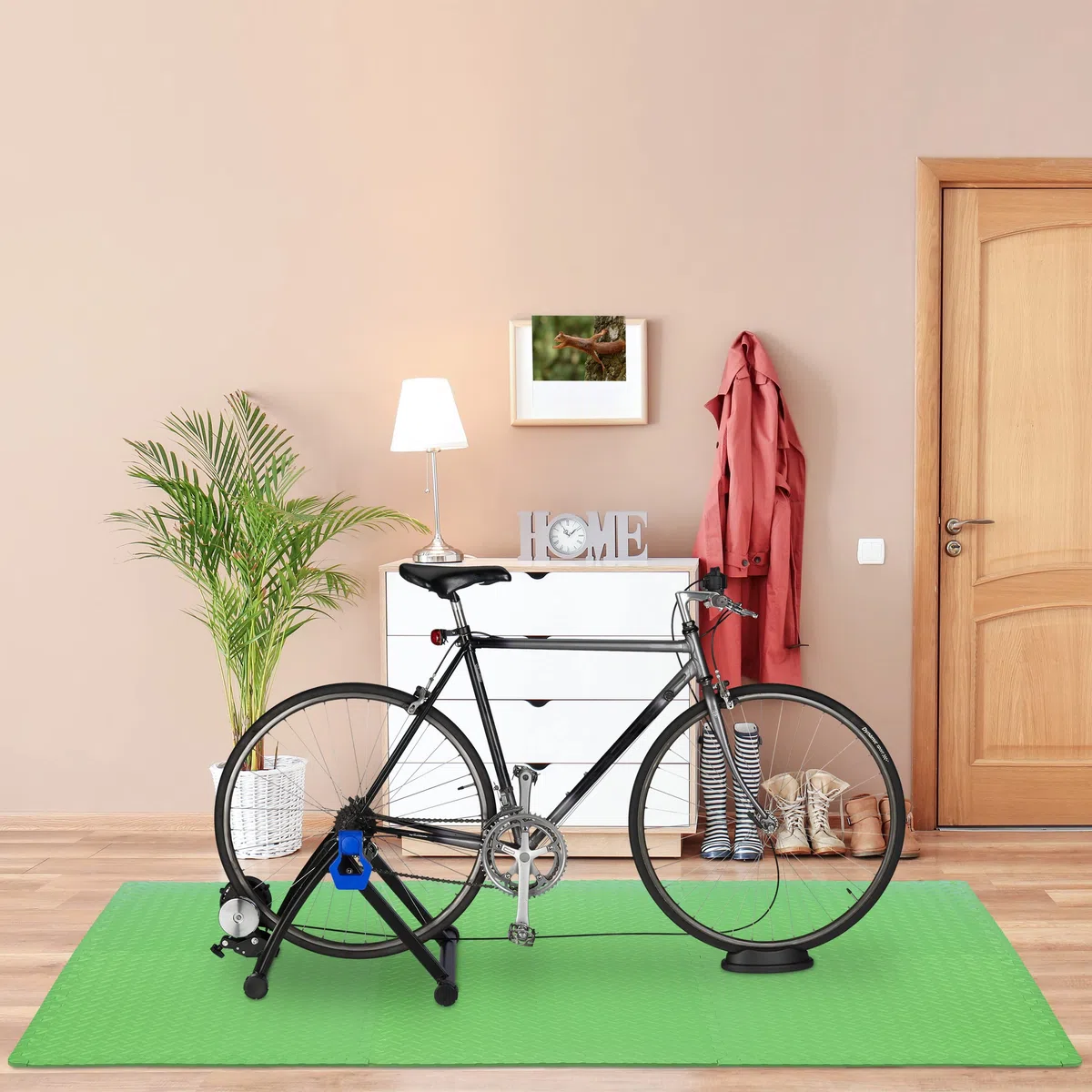 Relaxdays Alfombrilla de Suelo, 16 Alfombrillas Protectoras para Equipos Deportivos y de Fitness, bordeado, EVA, Superficie 6 m², Ancho x Profundidad 60 x 60 cm, Verde