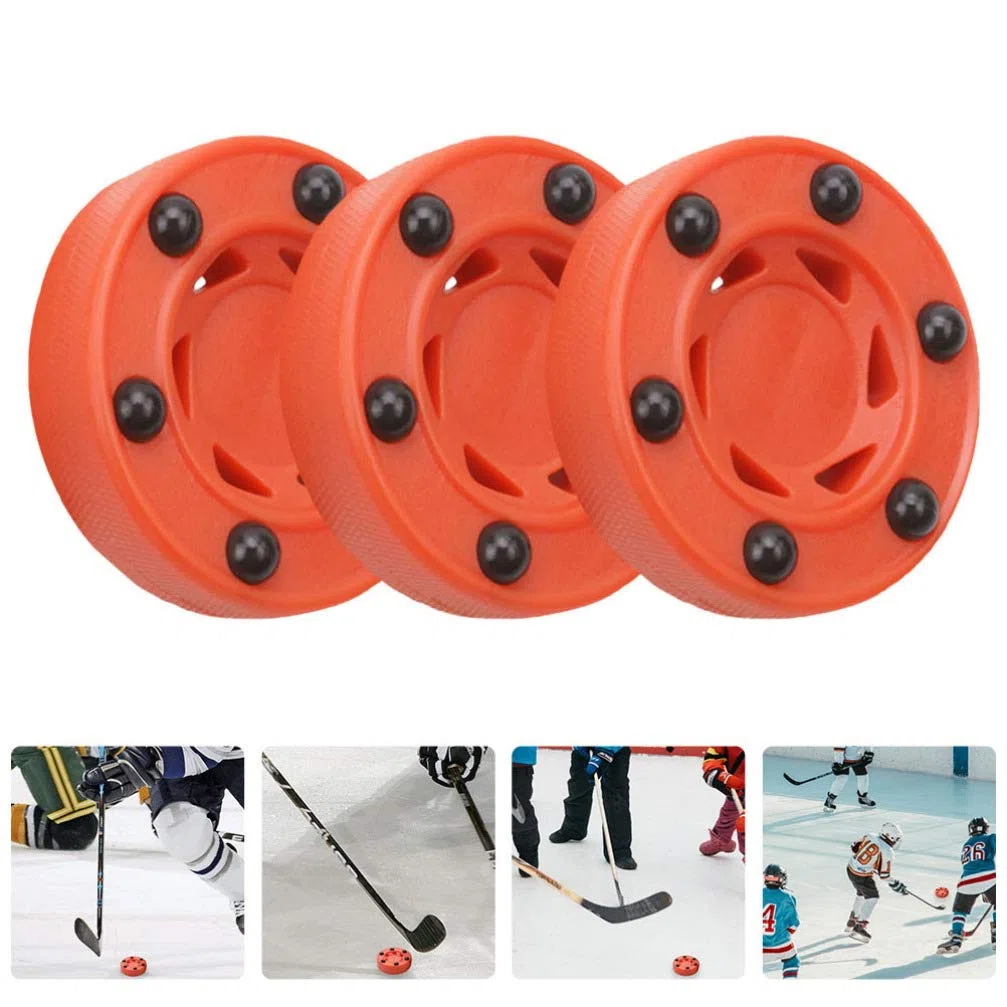 BESPORTBLE 3 Piezas Juego de Hockey sobre Patines Puck en Línea Hockey Puck Street Hockey Puck Balls Street Hockey Puck para Entrenamiento Deportes Al Aire Rojo