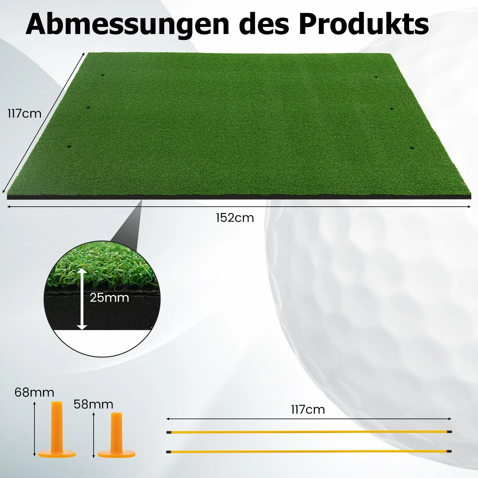 GOPLUS Tapete de Golf para Golpes, Tapete de Césped Artificial para Interior y Exterior, Alfombrilla de Golf con 2 Varillas de Alineación y 2 Tees para Amantes y Principiantes