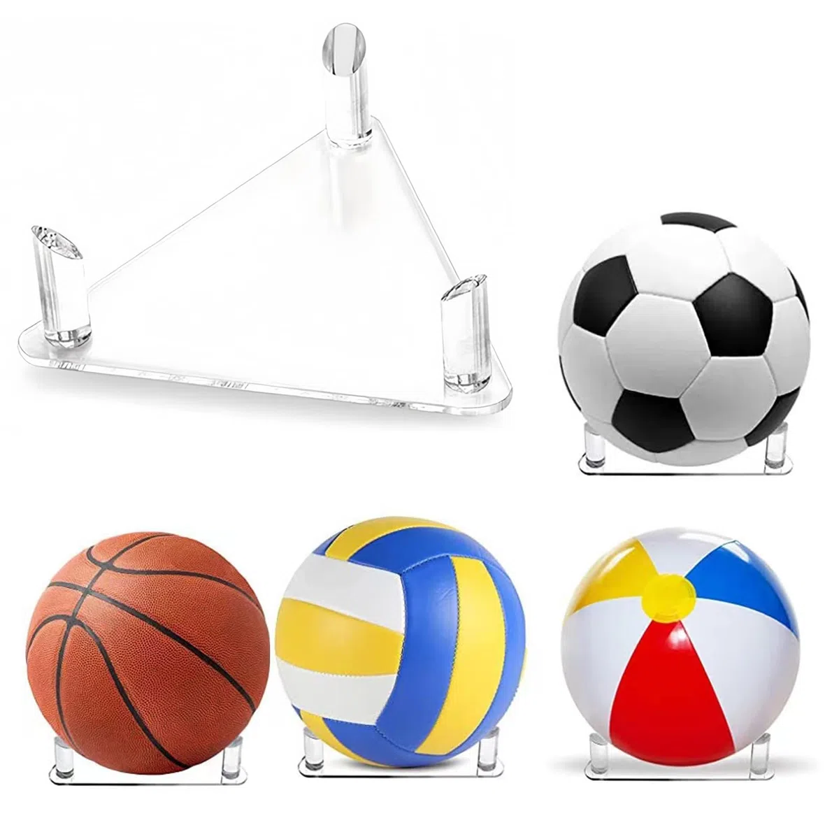 Soporte de Pelotas, Soporte Acrílico de Balones De Fútbol, Soporte de Exhibición de Pelota Transparente, Estante de Almacenamiento de Bola para Baloncesto Voleibol Rugby Pelotas Deportivas