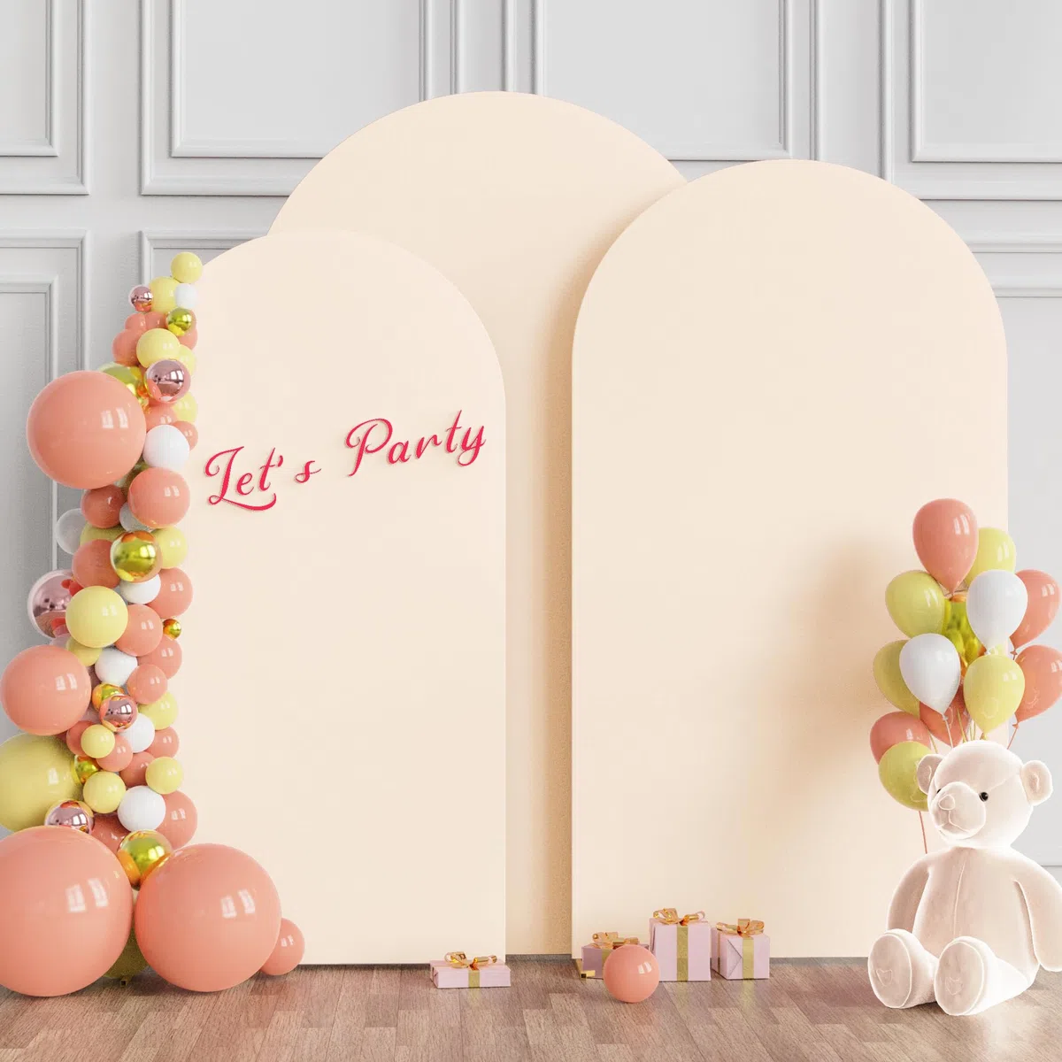Wokceer Juego de 3 Fundas de Arco de Boda (7.2 pies, 6.6 pies, 6 pies) de Elastano, Ajustadas para Arco de Boda, para Parte Superior Redonda, Fondo de Arco de Chiara, Cubierta para Fiesta de