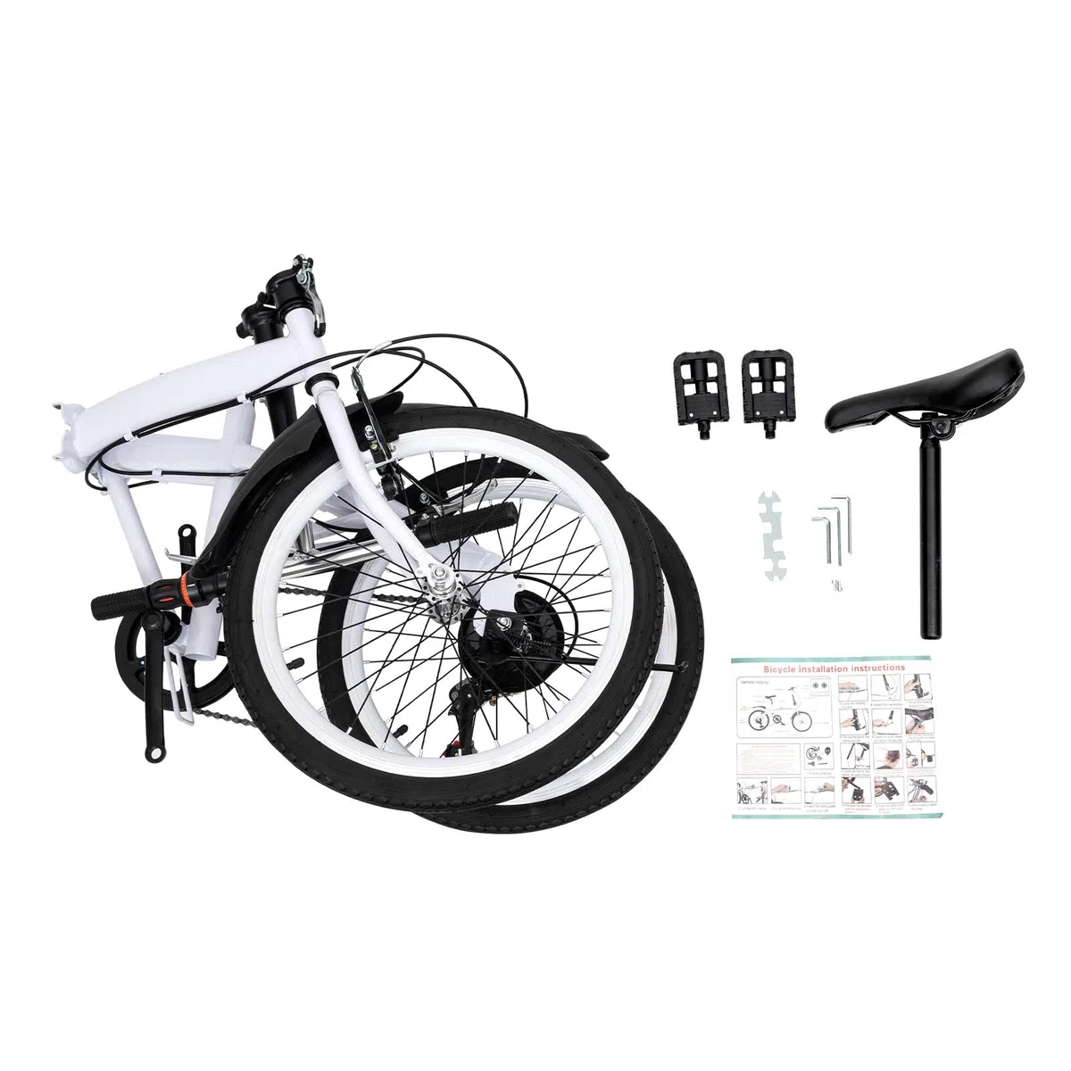 Chennls Bicicleta plegable de 20 pulgadas para adultos - 7 velocidades, compacta para suburbios, ciudad, camping - ajustable para hombres y mujeres