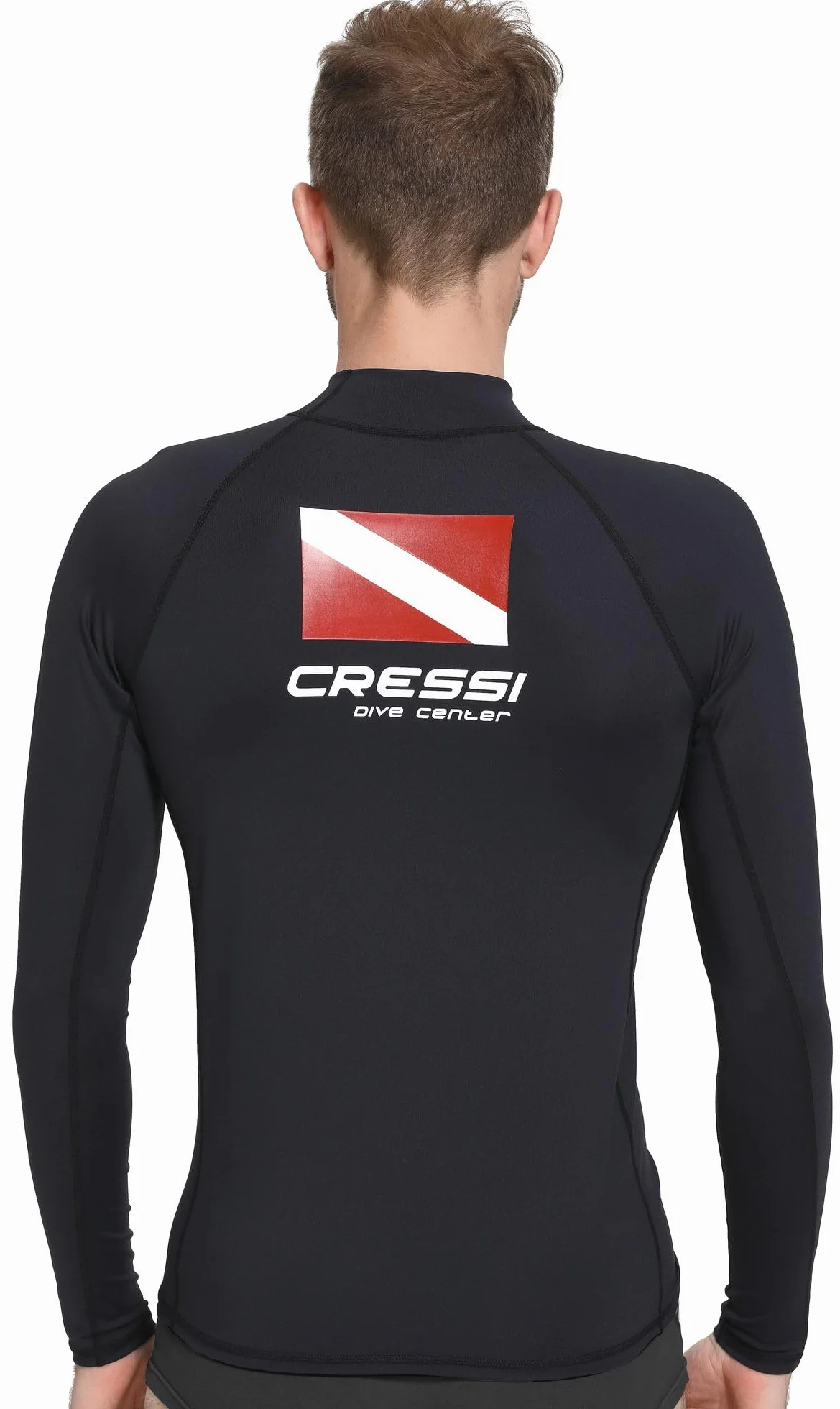 Cressi Rash Guard Man Black Dive Center, Camiseta Elaborada en Tejido Elástico de Primera Calidad con Filtro de Protección UV UPF 30+, Disponible en Manga Corta y Manga Larga Hombre