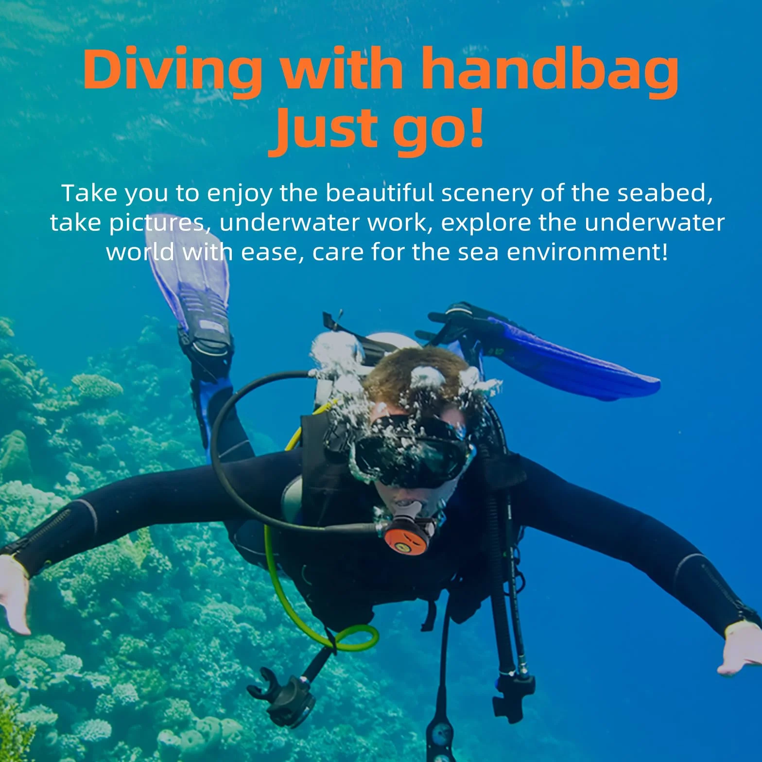 TUXING Sistema de ventilador de buceo, sin tanque, portátil, recargable, sumergible, con tubo telescópico de 7 m, para buceo, pesca y esnórquel
