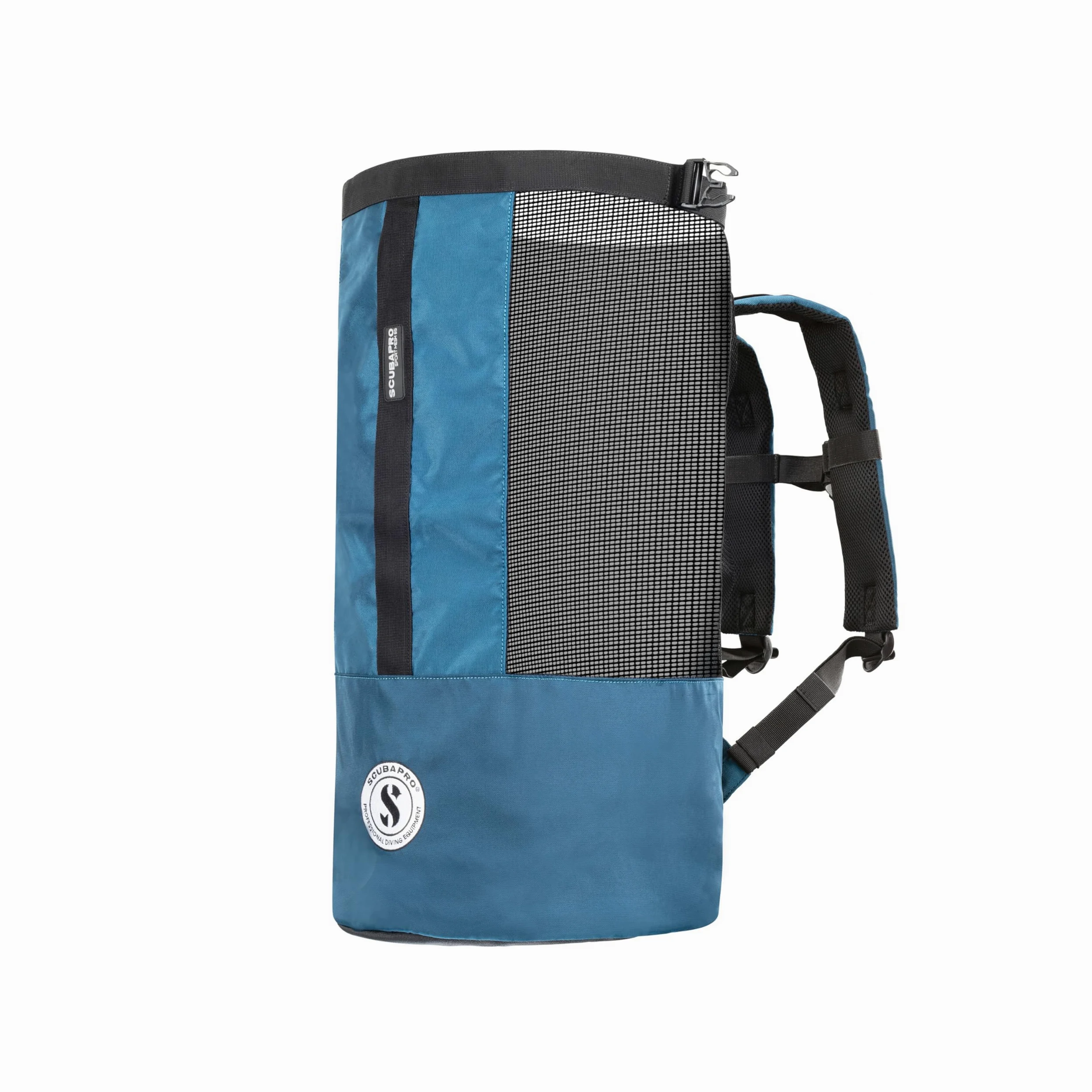Scubapro Sport 65 Mesh Dive Bag with Roll Top Closure and Side Zipper for Snorkeling and Scuba Diving Gear, Denim Blue Color Fabric
